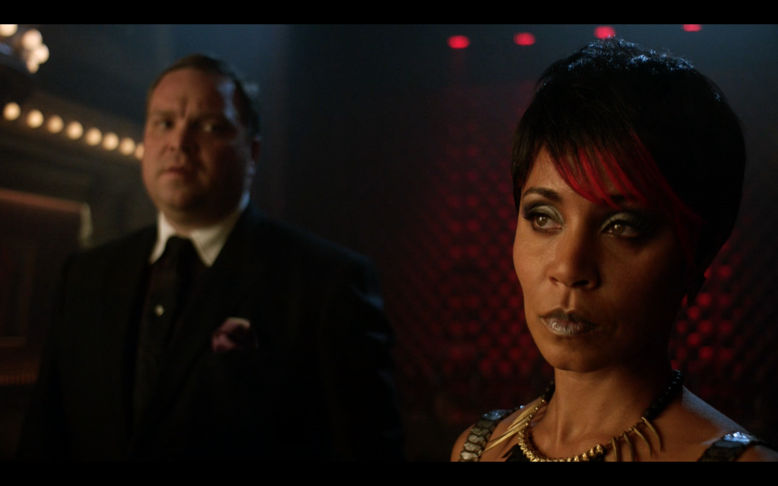Jada Pinkett Smith as Fish Mooney and Drew Powell as Butch Gilzean in 'Gotham'
